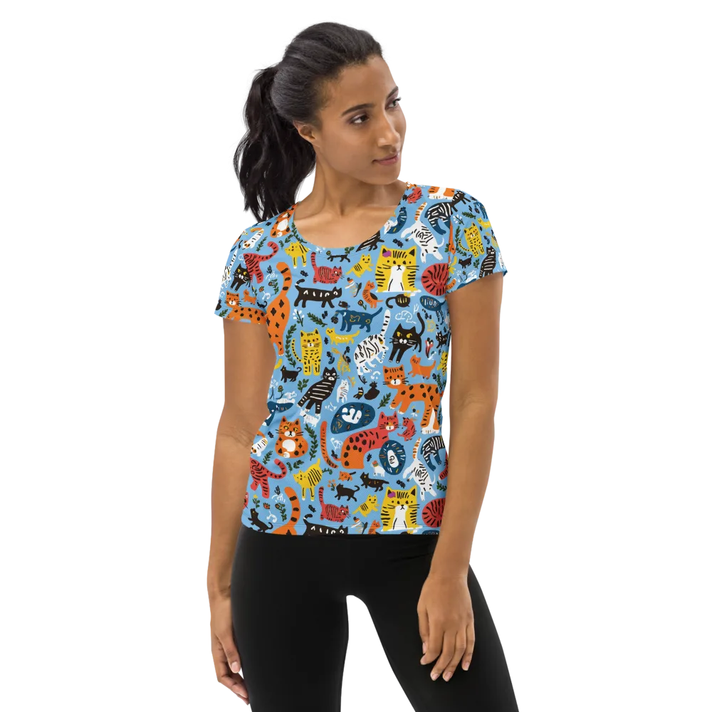 Feline Fiesta on Women's Athletic T-Shirt — Front