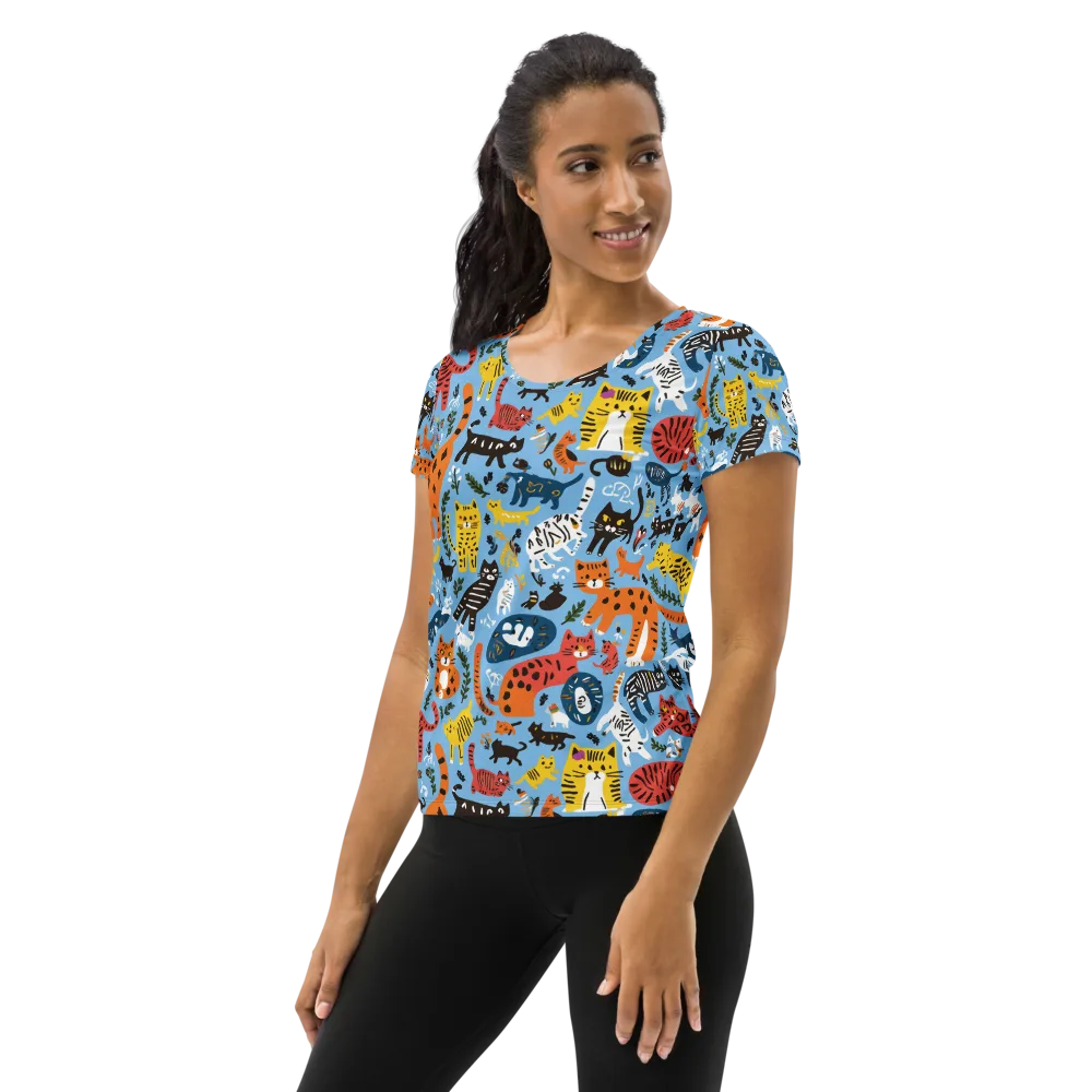 Feline Fiesta on Women's Athletic T-Shirt — Left