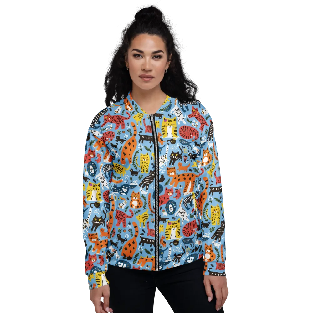 Feline Fiesta on Bomber Jacket — Front
