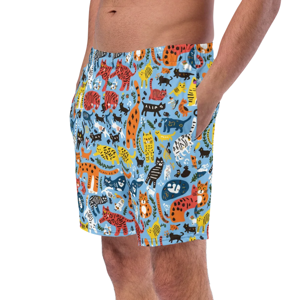 Feline Fiesta on Swim Trunks — Left Front