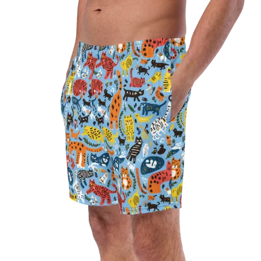 Feline Fiesta on a Swim Trunks