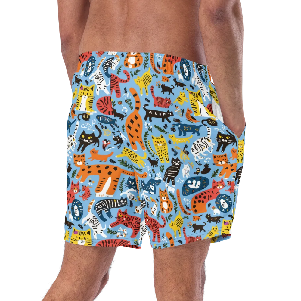 Feline Fiesta on Swim Trunks — Right Back