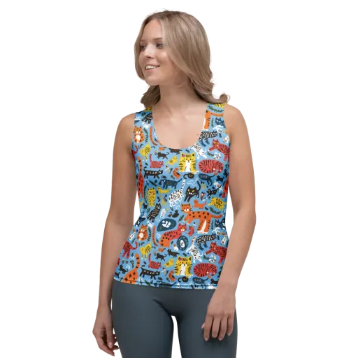 Feline Fiesta on a Women's Tank Top