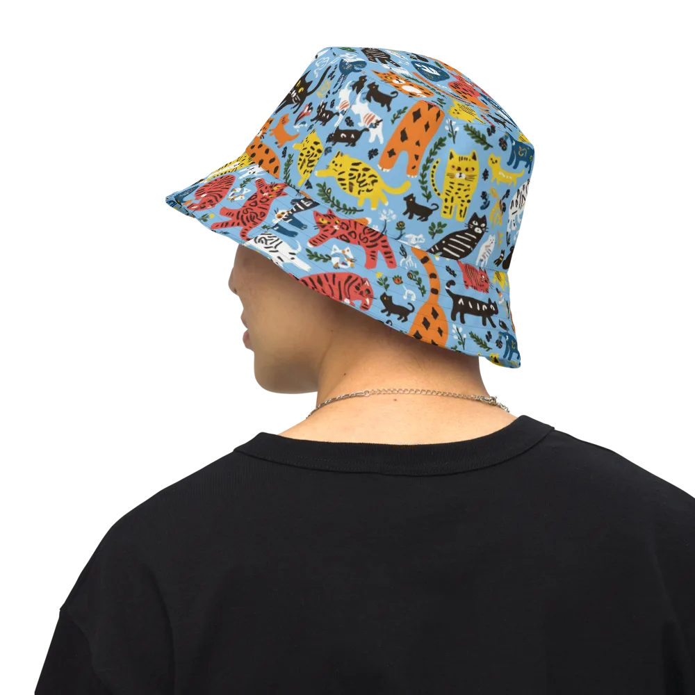Feline Fiesta on Reversible Bucket Hat — Back Inside