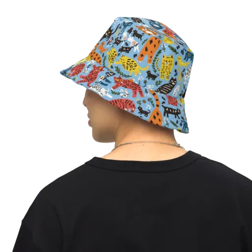 Feline Fiesta on a Reversible Bucket Hat