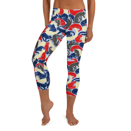 Crimson Catnap on a Capri Leggings
