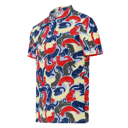 Crimson Catnap on a Men's Slim Fit Polo Shirt