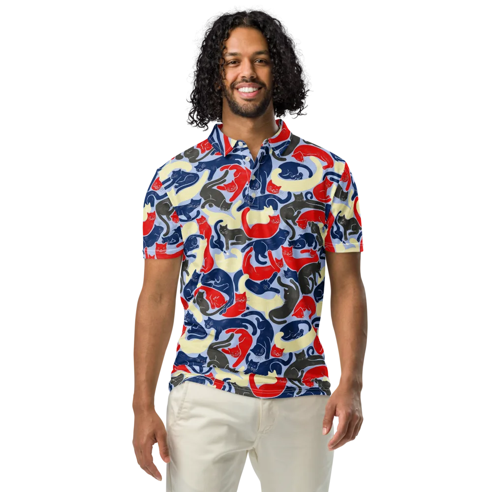 Crimson Catnap on Men's Slim Fit Polo Shirt — Front