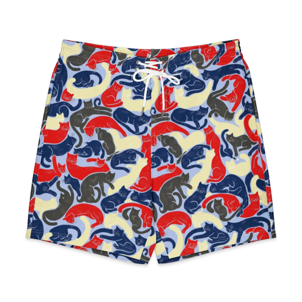 Crimson Catnap on Men's Board Shorts — Front