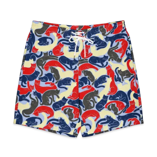 Crimson Catnap on a Men's Board Shorts