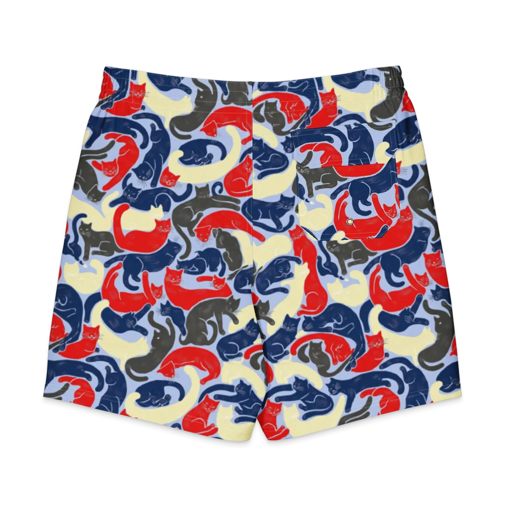 Crimson Catnap on Men's Board Shorts — Back