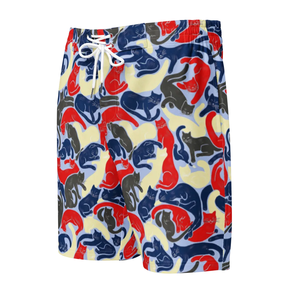 Crimson Catnap on Men's Board Shorts — Front