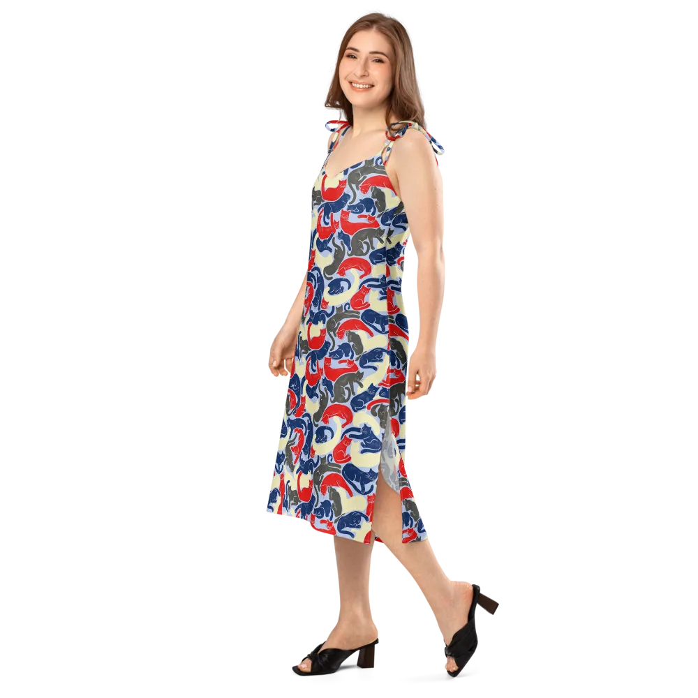 Crimson Catnap on Slip Dress — Left Front