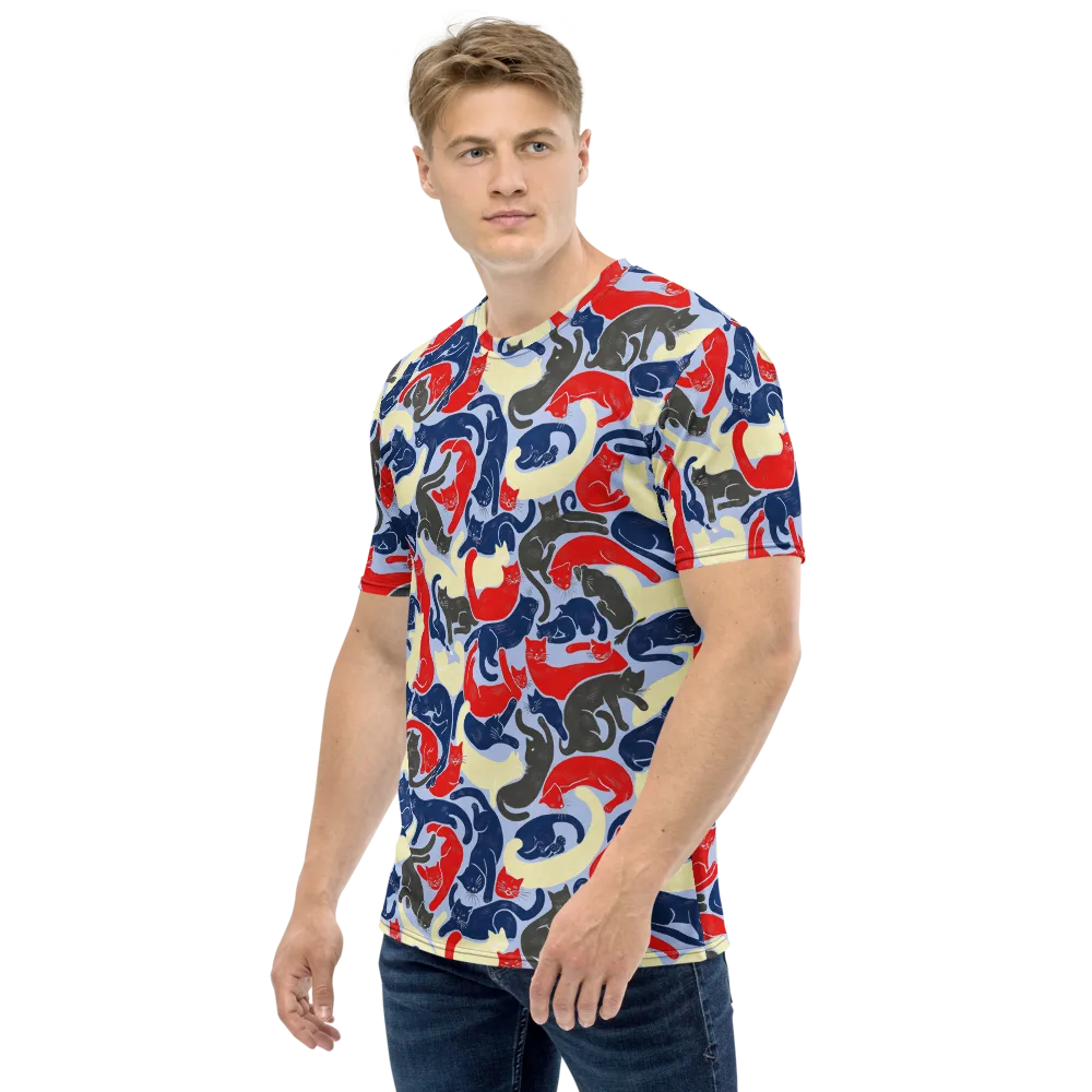 Crimson Catnap on Men's Crew Neck T-Shirt — Left
