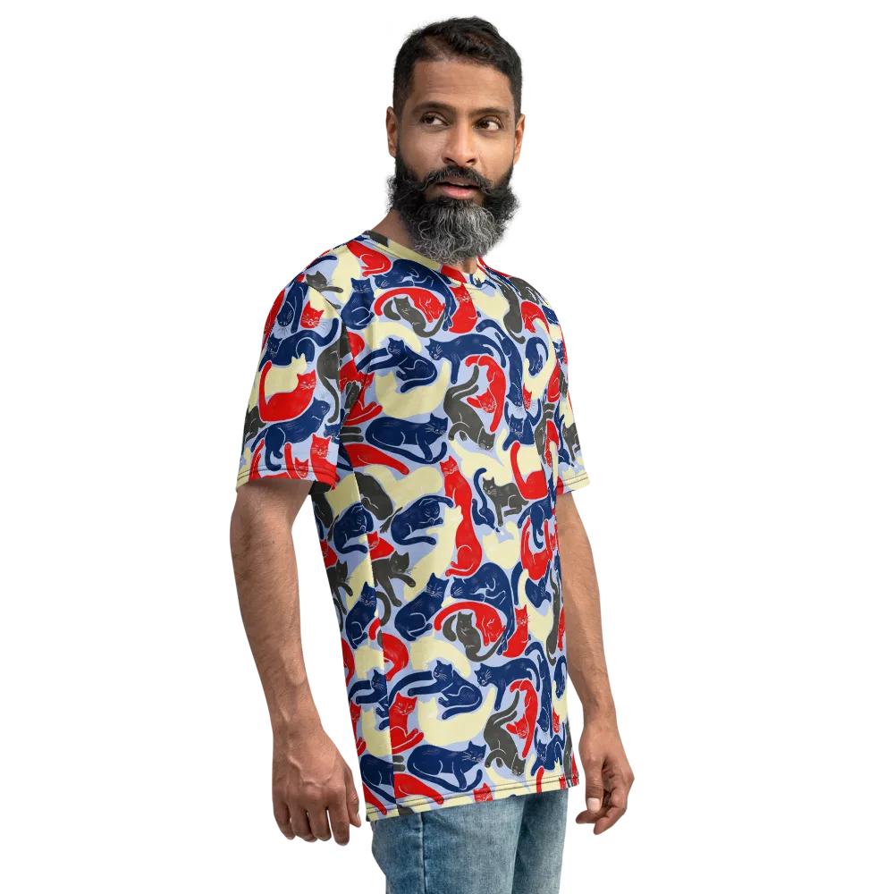 Crimson Catnap on Men's Crew Neck T-Shirt — Right