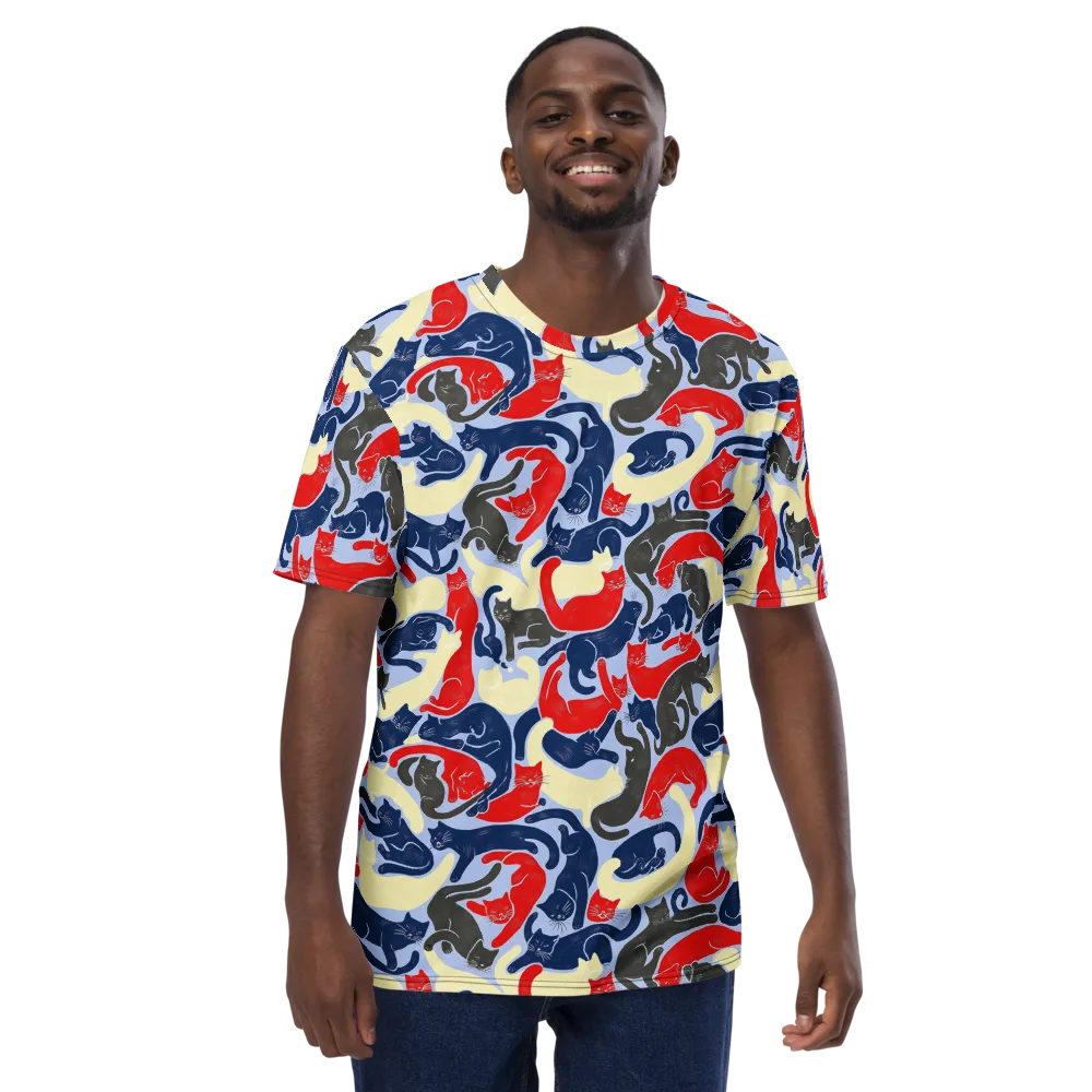 Crimson Catnap on Men's Crew Neck T-Shirt — Front