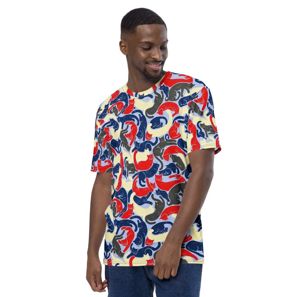 Crimson Catnap on Men's Crew Neck T-Shirt — Left