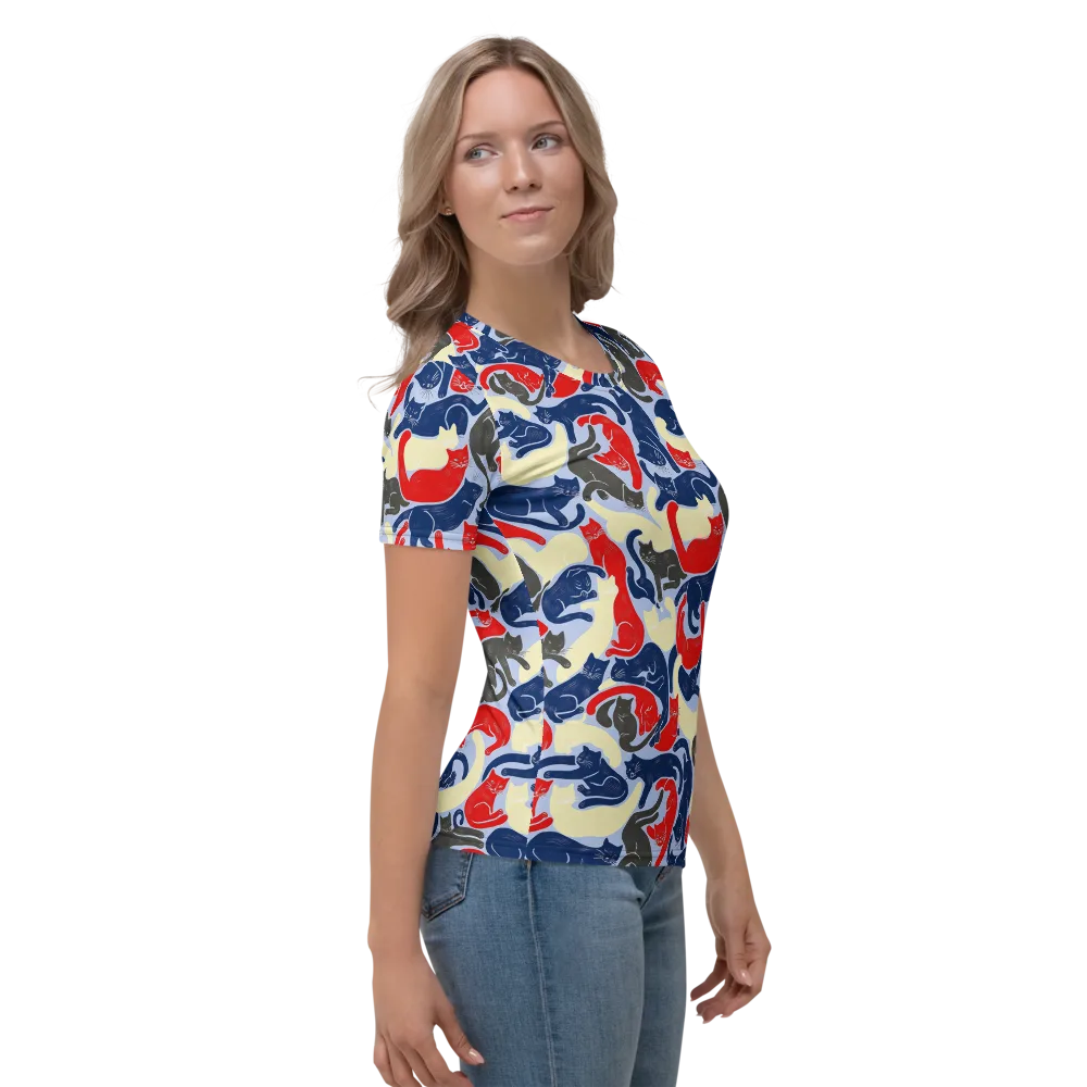 Crimson Catnap on Women's Crew Neck T-Shirt — Right