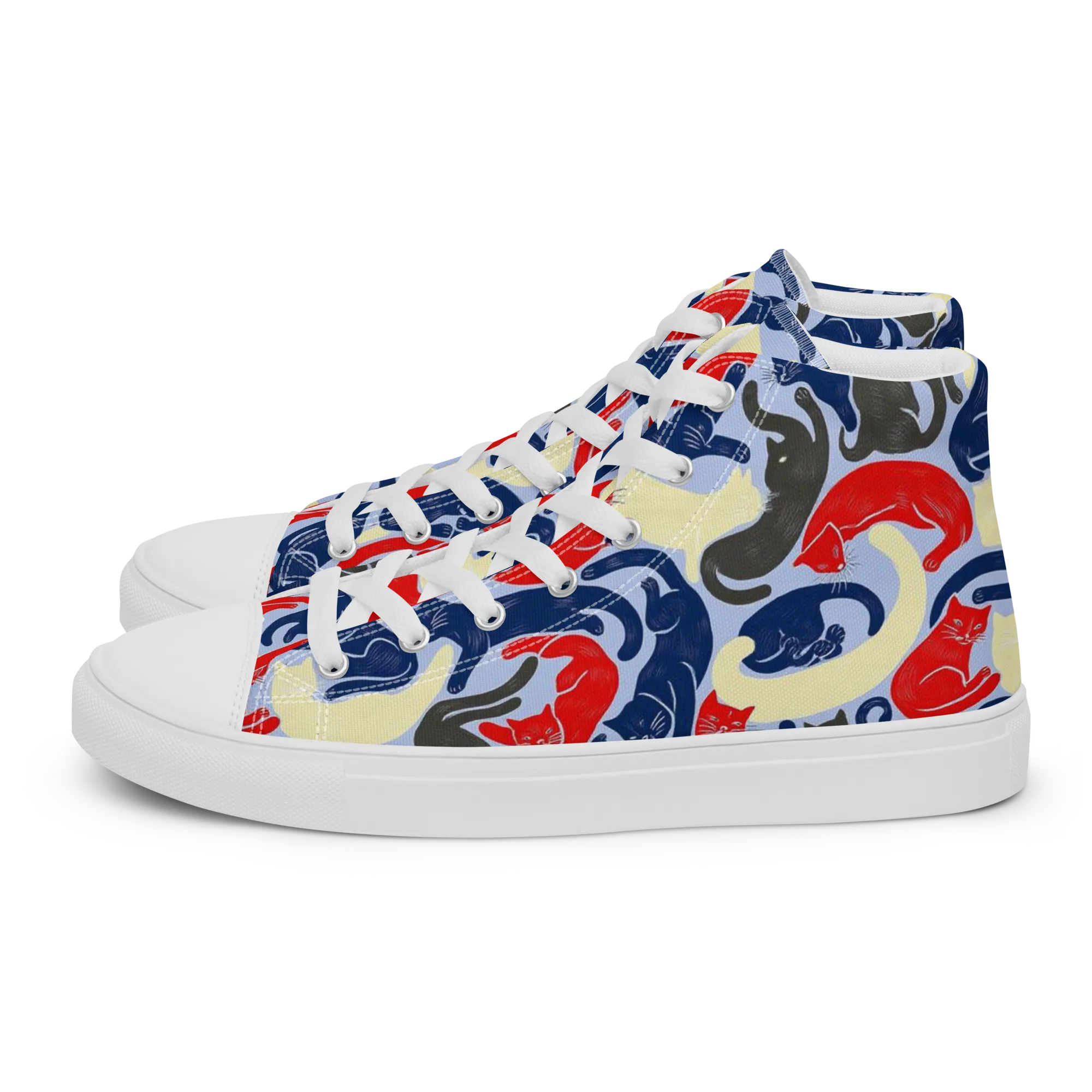 Crimson Catnap on Women's High Top Canvas Shoes — Left