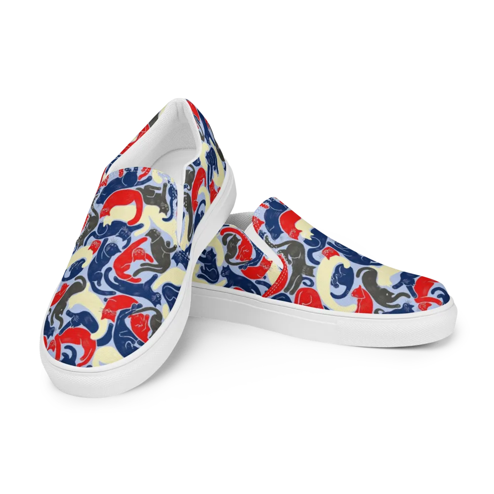 Crimson Catnap on Men's Slip-On Canvas Shoes — Left Front