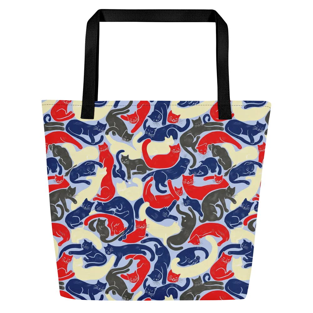 Crimson Catnap on Large Tote Bag W/ Pocket — Front