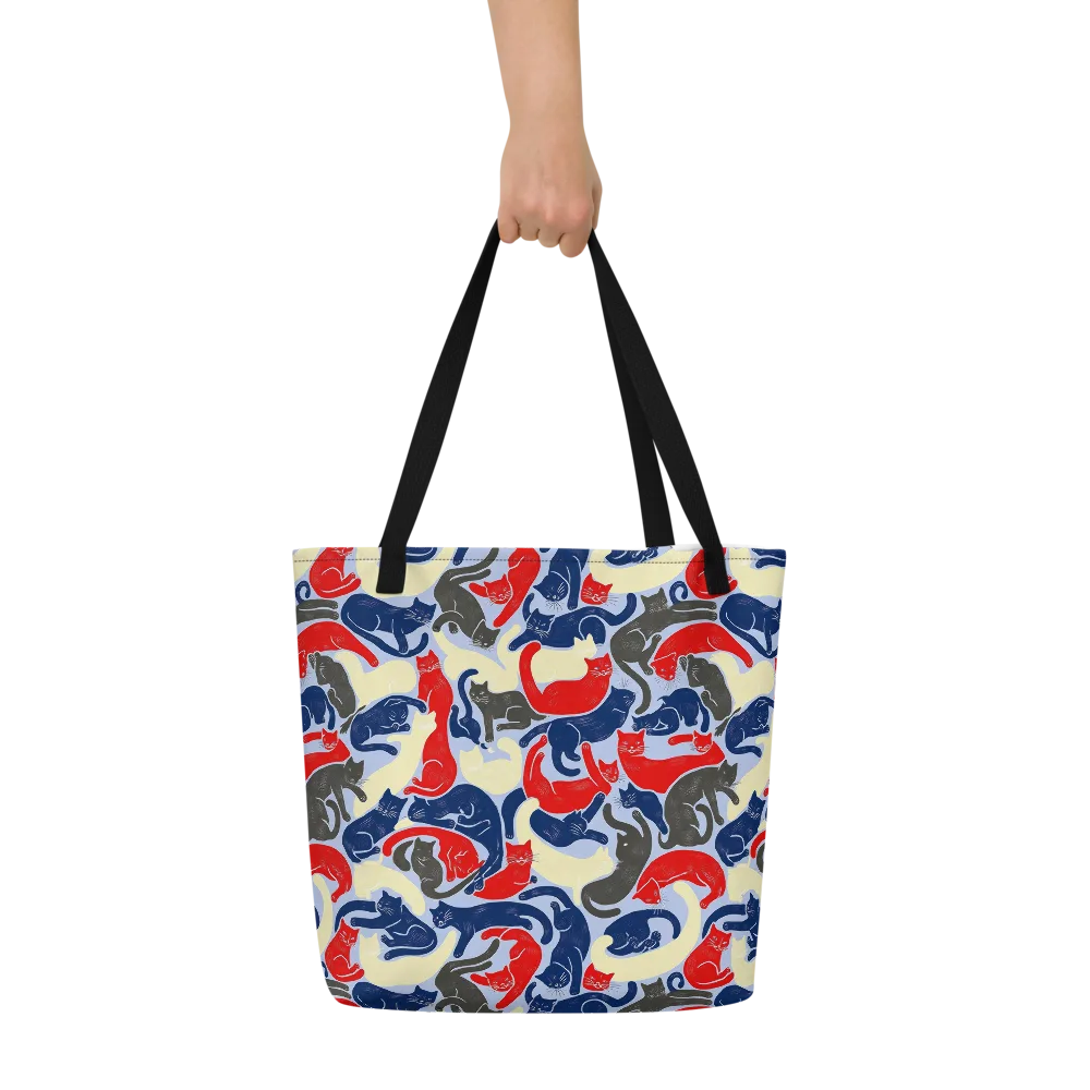 Crimson Catnap on Large Tote Bag W/ Pocket — Front