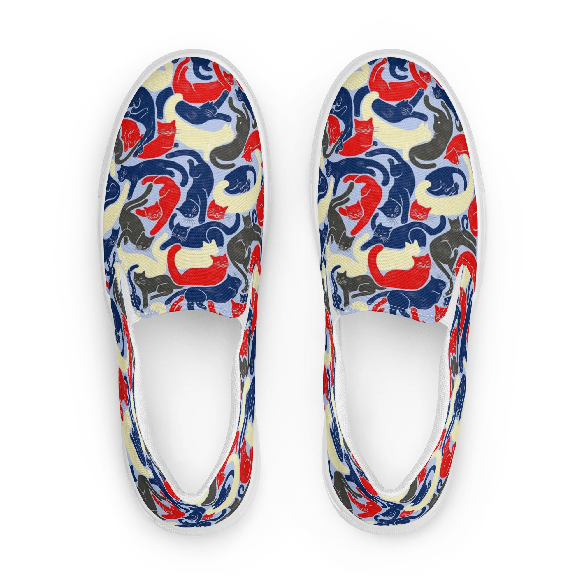 Crimson Catnap on Women's Slip-On Canvas Shoes — Front