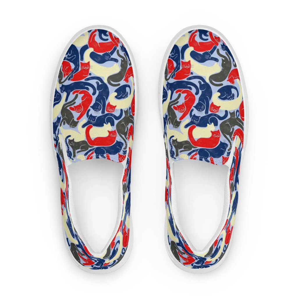 Crimson Catnap on Women's Slip-On Canvas Shoes — Front