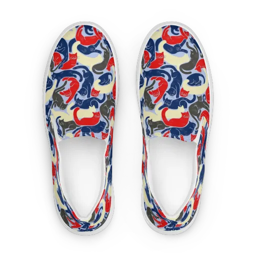 Crimson Catnap on a Women's Slip-On Canvas Shoes