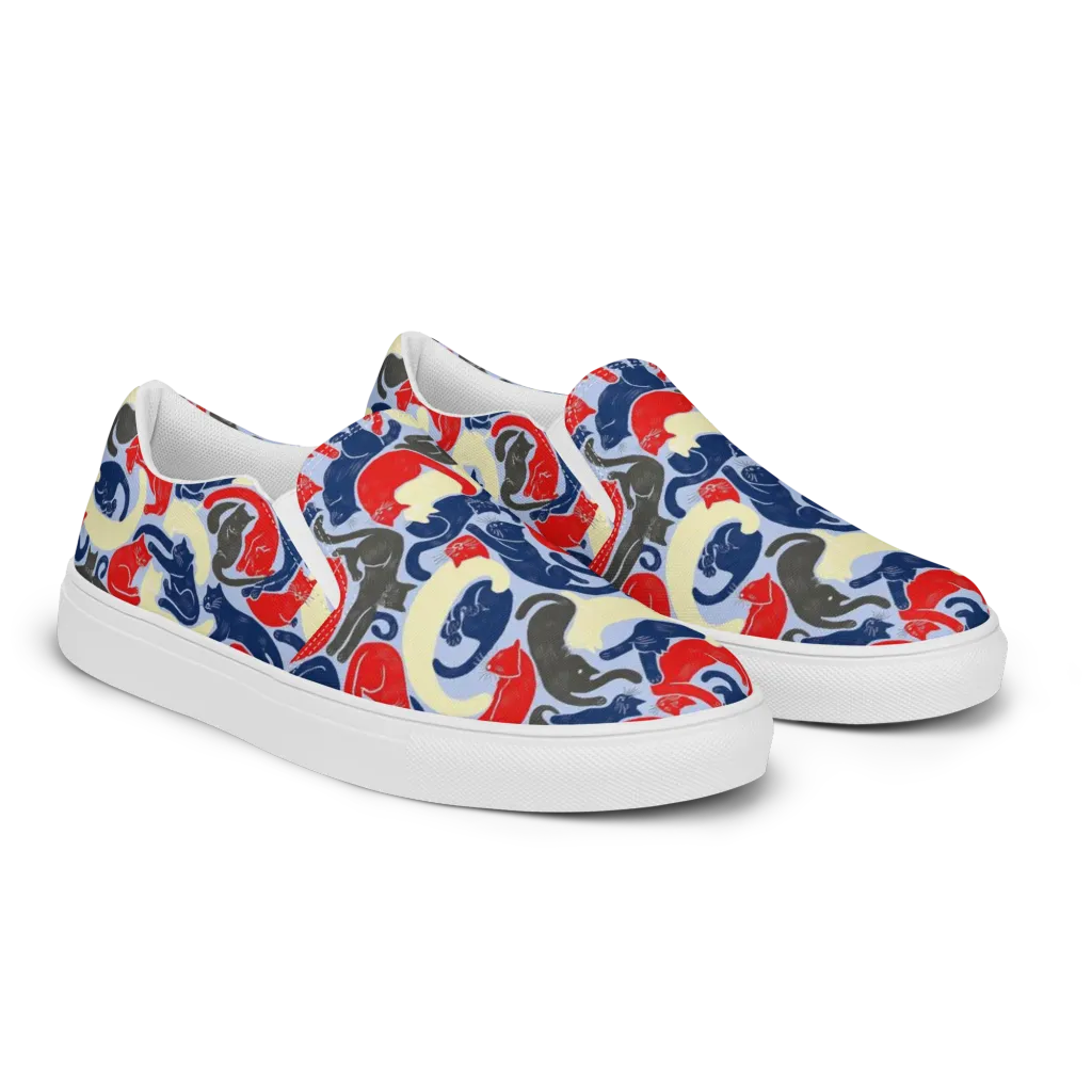Crimson Catnap on Women's Slip-On Canvas Shoes — Right Front