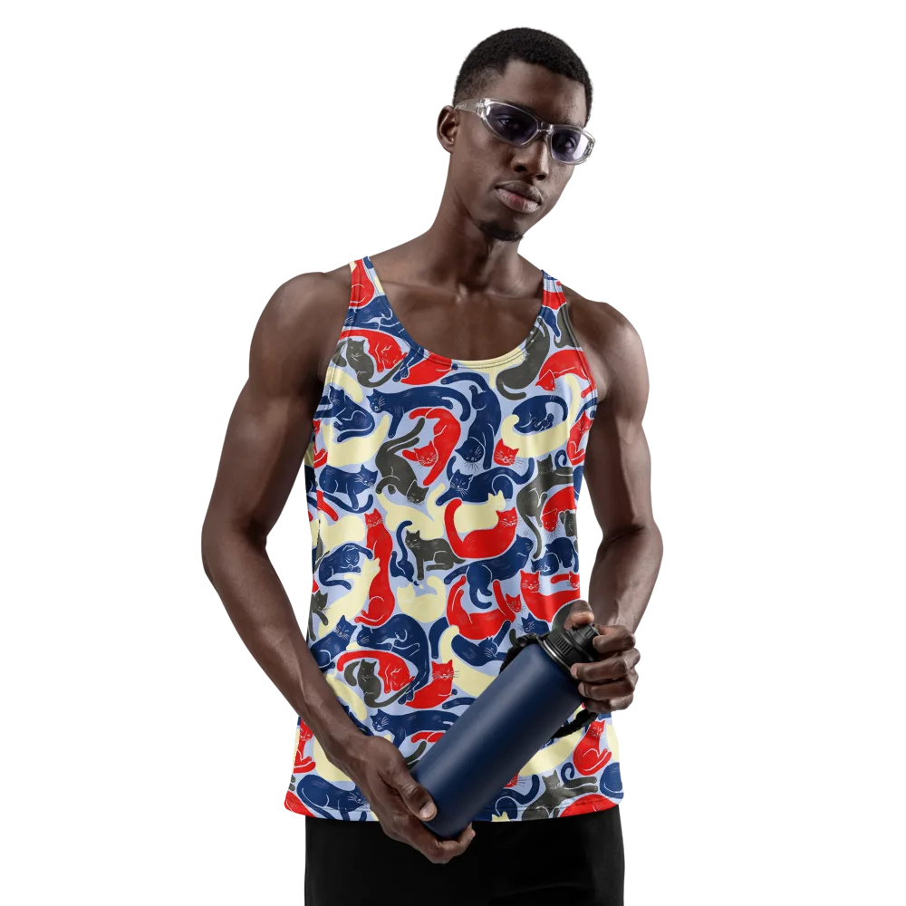 Crimson Catnap on Men's Tank Top — Front