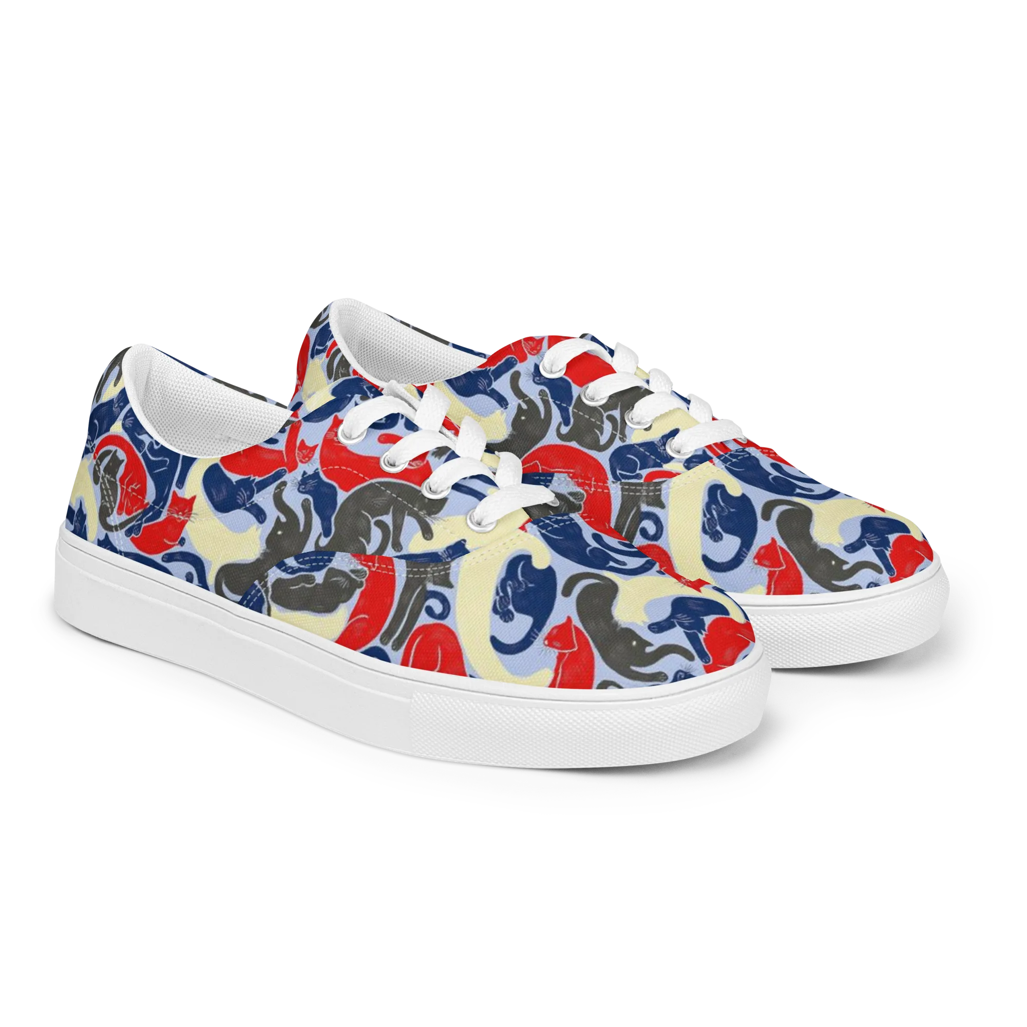 Crimson Catnap on Men's Lace-Up Canvas Shoes — Right Front