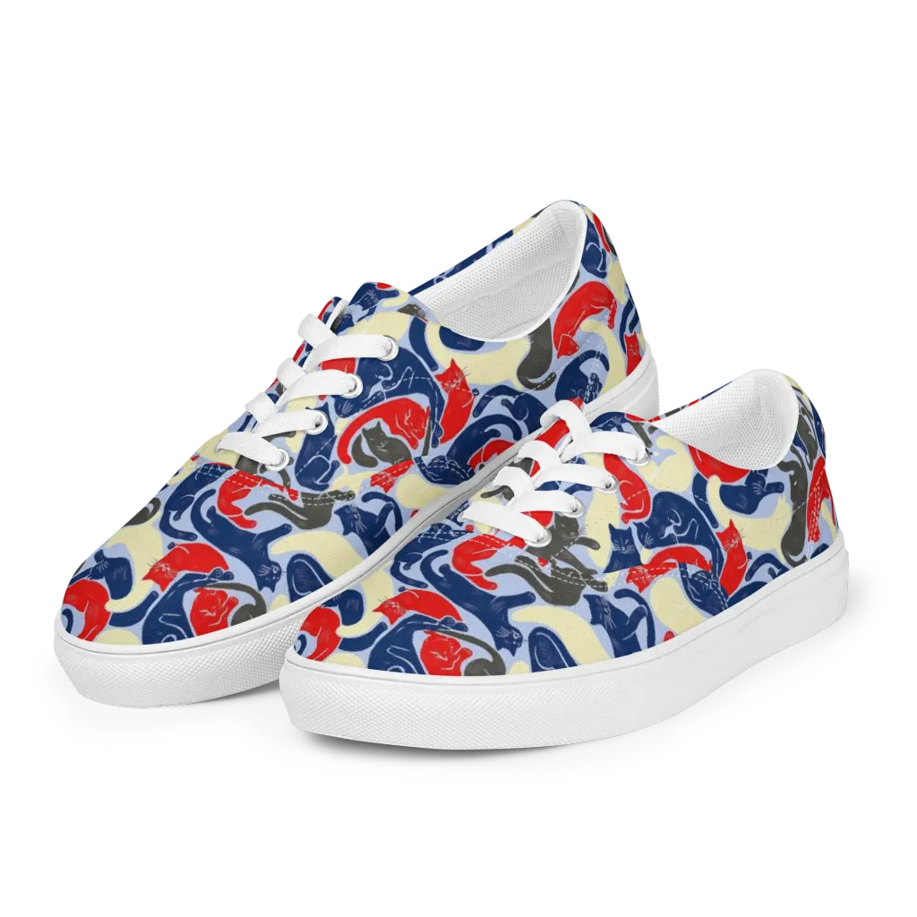 Crimson Catnap on Men's Lace-Up Canvas Shoes — Left Front