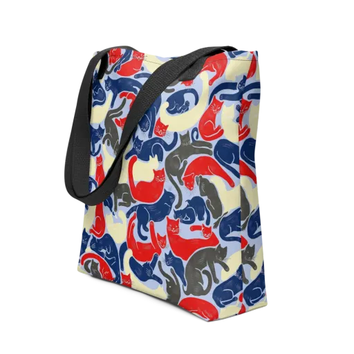 Crimson Catnap on a Tote Bag