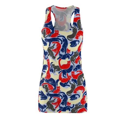 Crimson Catnap on a Racerback Dress