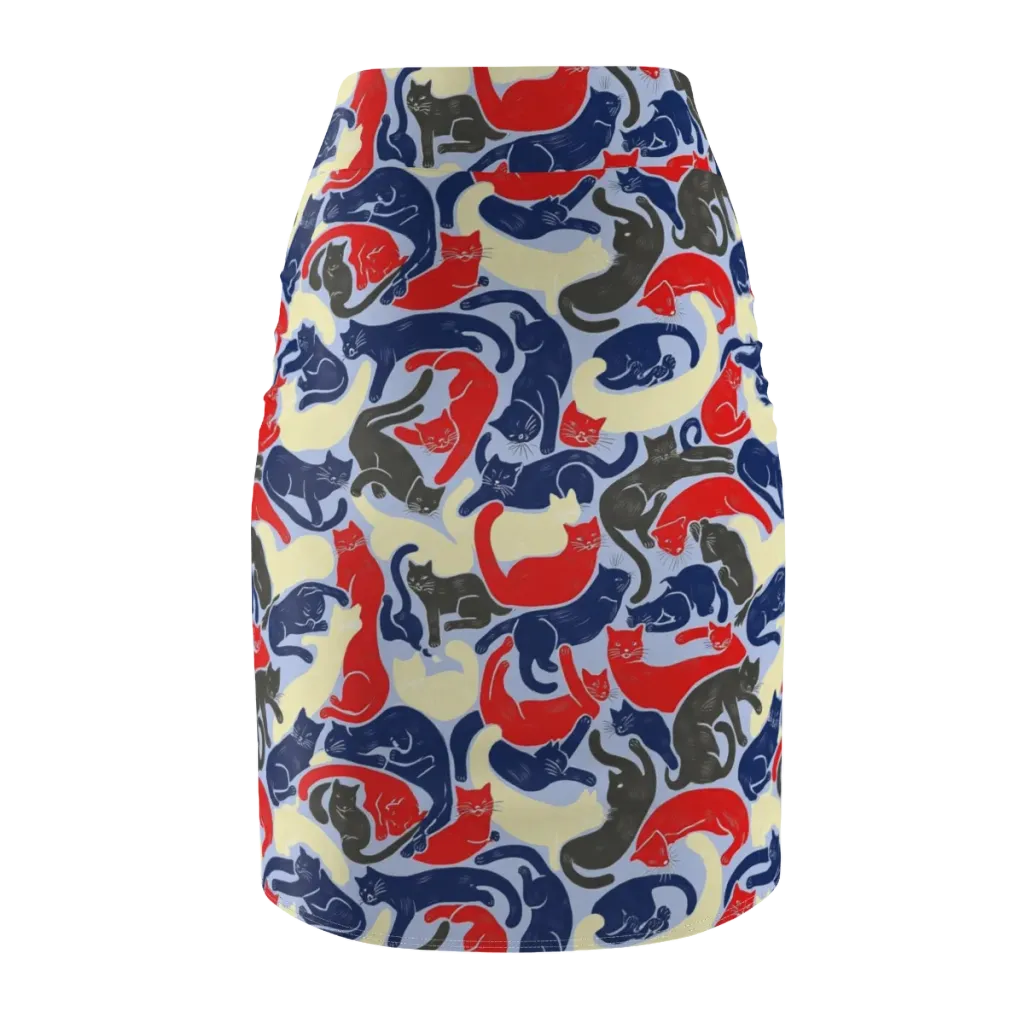 Crimson Catnap on Pencil Skirt — Back