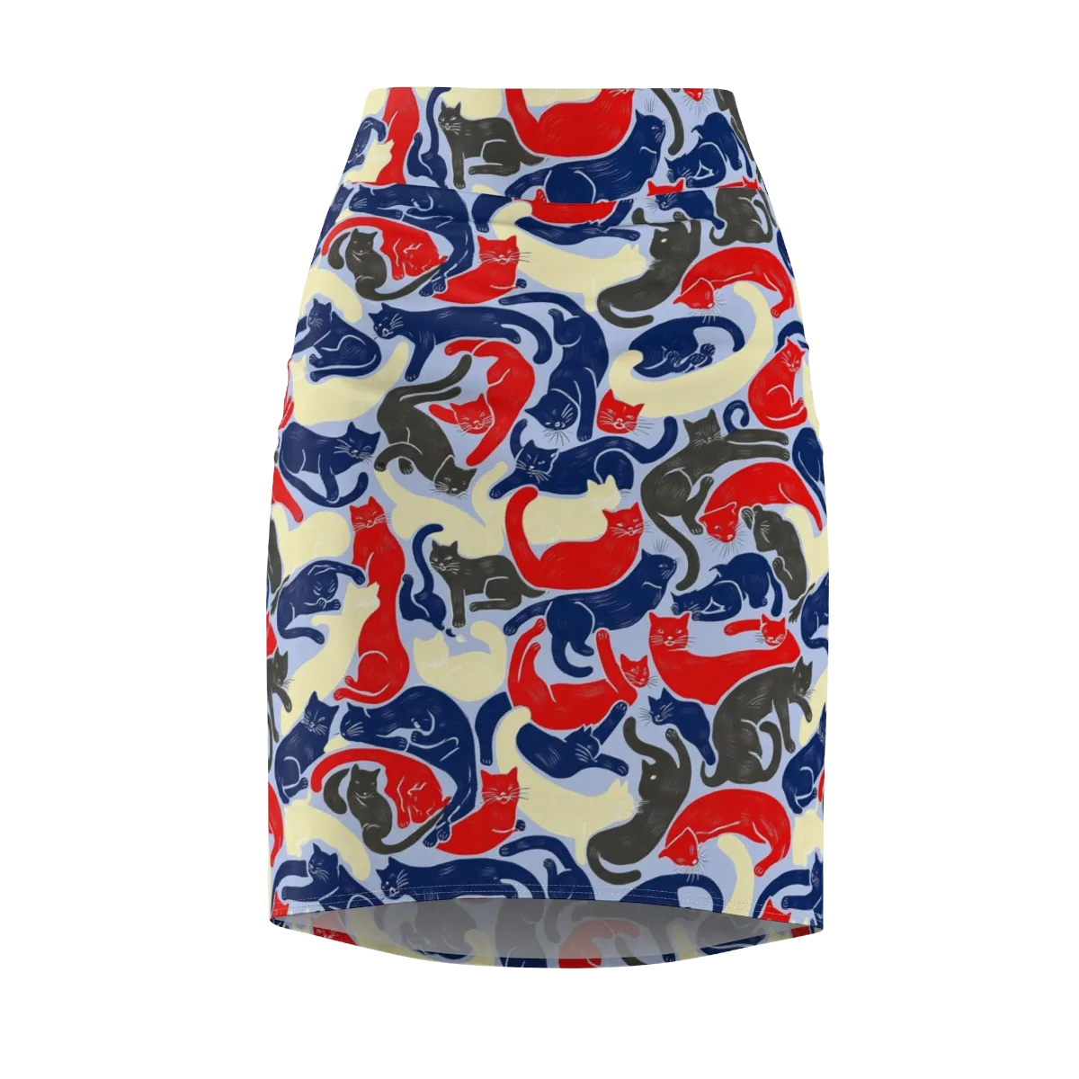 Crimson Catnap on Pencil Skirt — Front