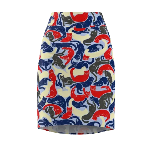 Crimson Catnap on a Pencil Skirt