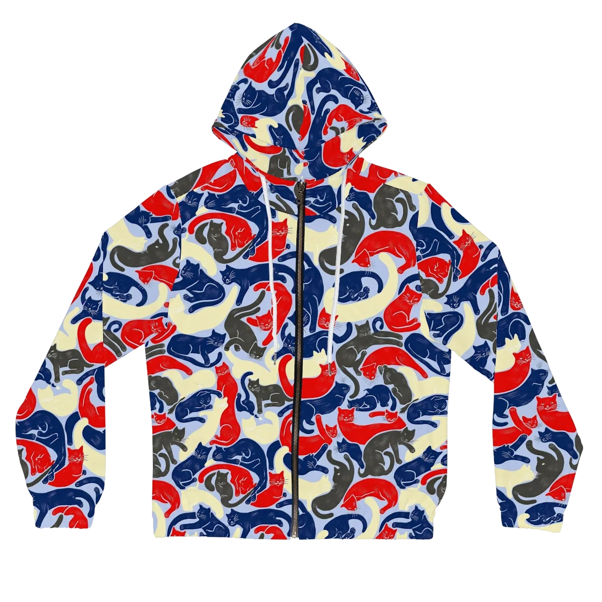 Crimson Catnap on Women's Full-Zip Hoodie — Front