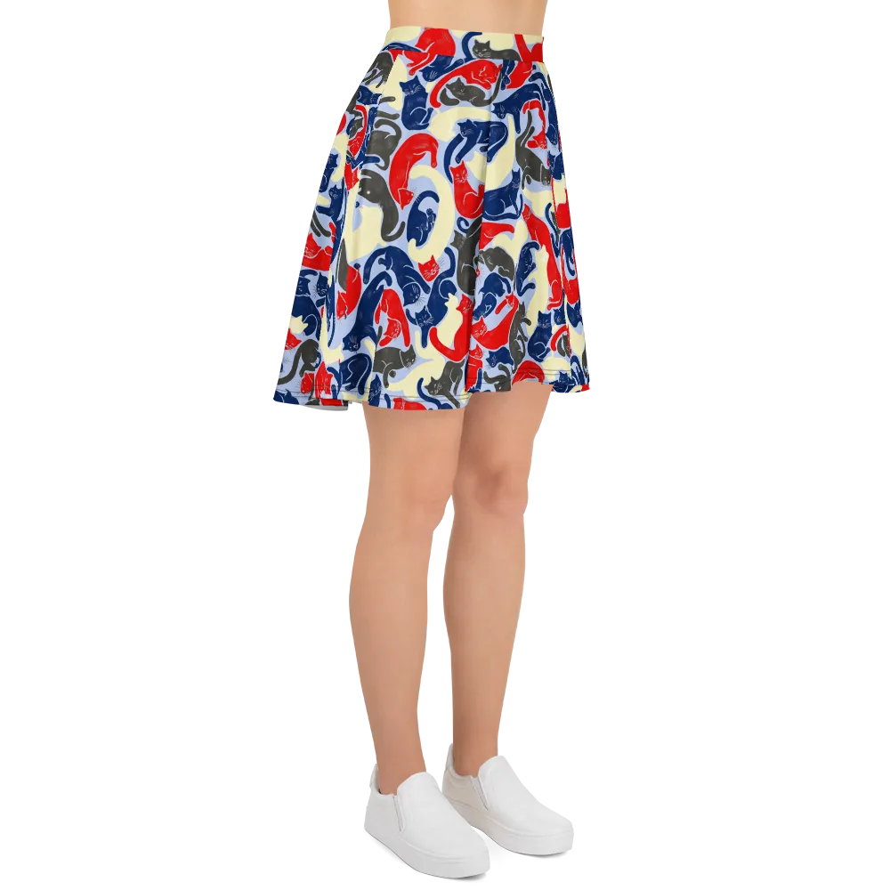 Crimson Catnap on Skater Skirt — Right