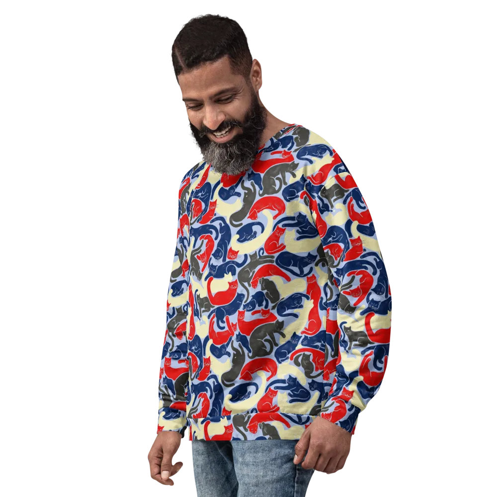 Crimson Catnap on Sweatshirt — Left Front
