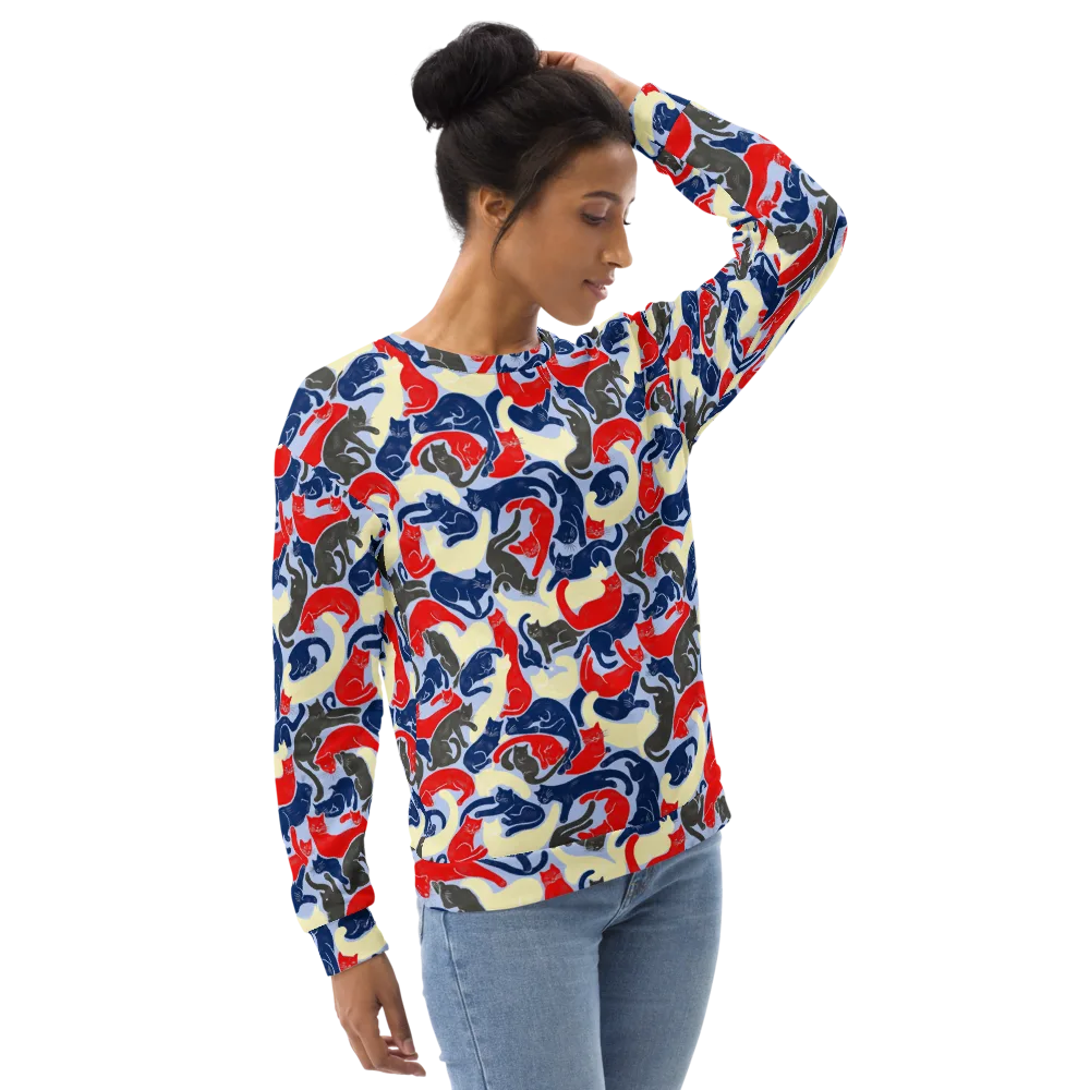 Crimson Catnap on Sweatshirt — Right Front