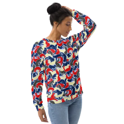 Crimson Catnap on a Sweatshirt