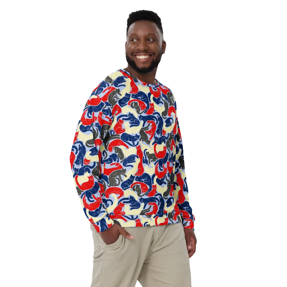 Crimson Catnap on Sweatshirt — Front