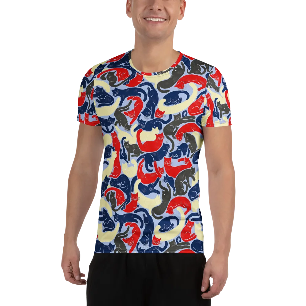 Crimson Catnap on Men's Athletic T-Shirt — Front