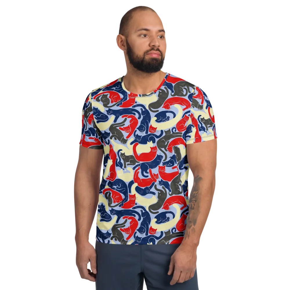 Crimson Catnap on Men's Athletic T-Shirt — Front