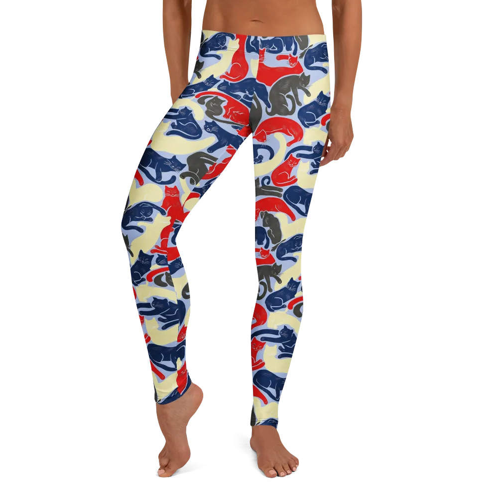 Crimson Catnap on Leggings — Front