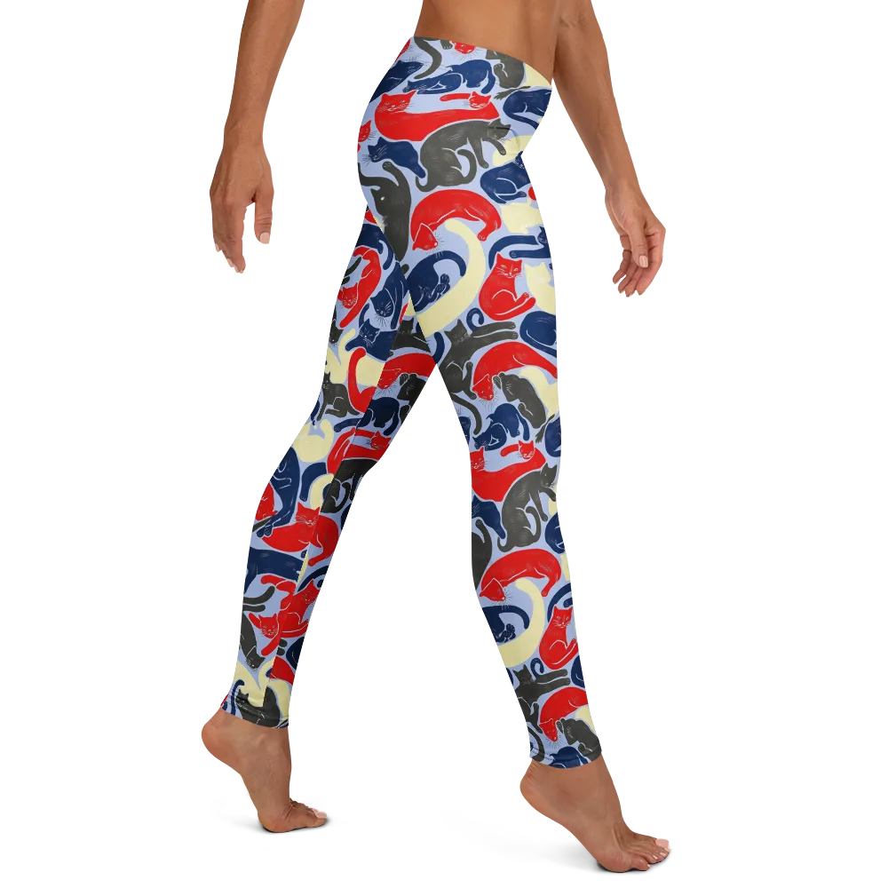 Crimson Catnap on Leggings — Right
