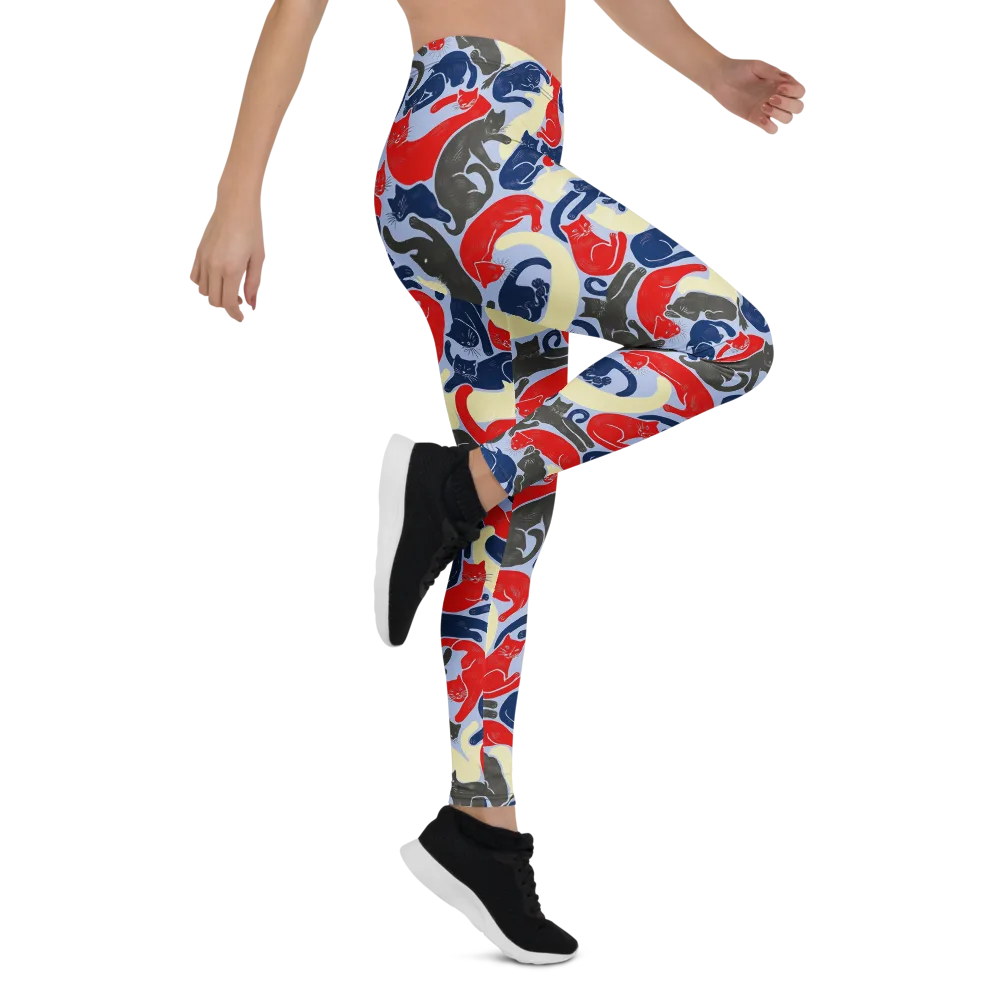 Crimson Catnap on Leggings — Right