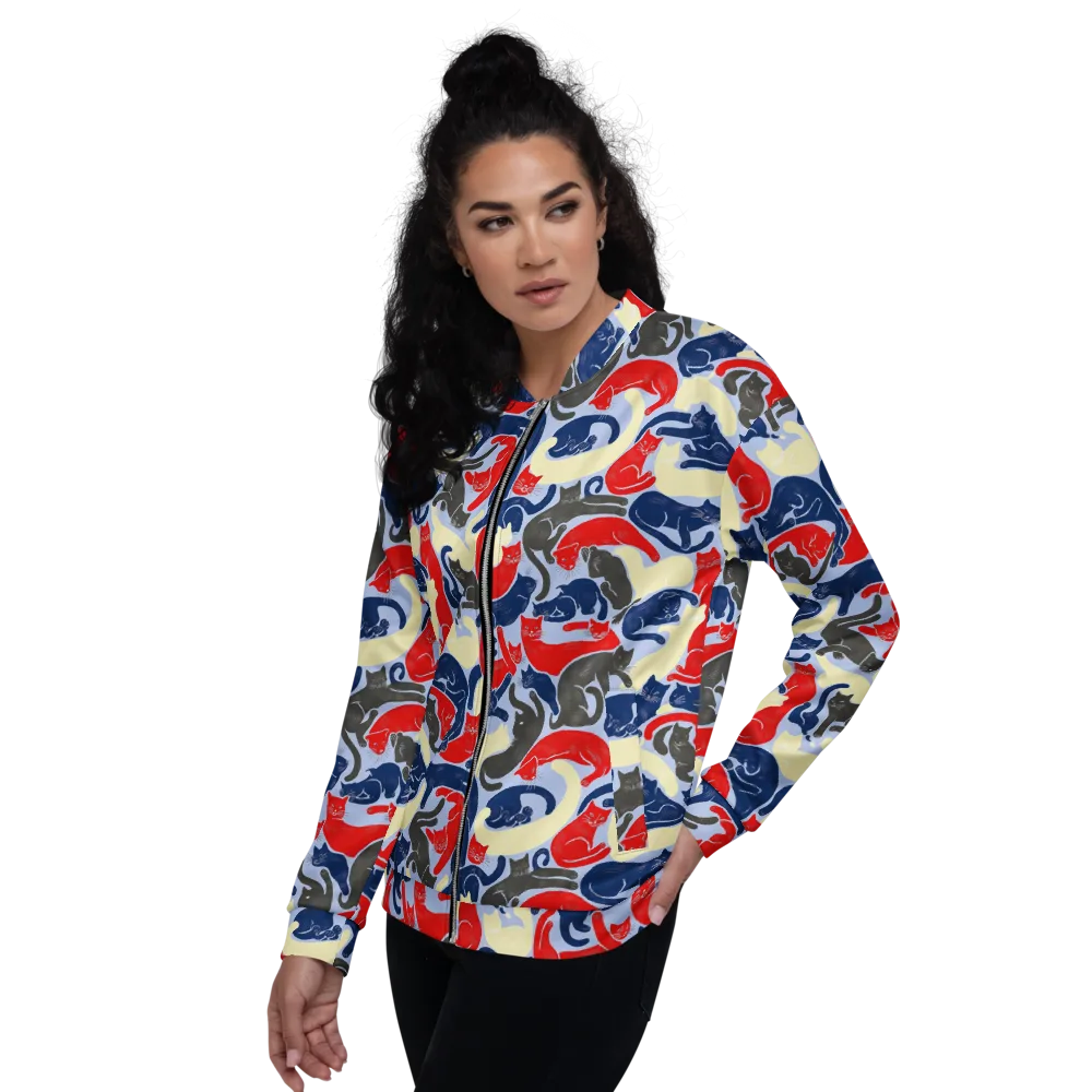 Crimson Catnap on Bomber Jacket — Left